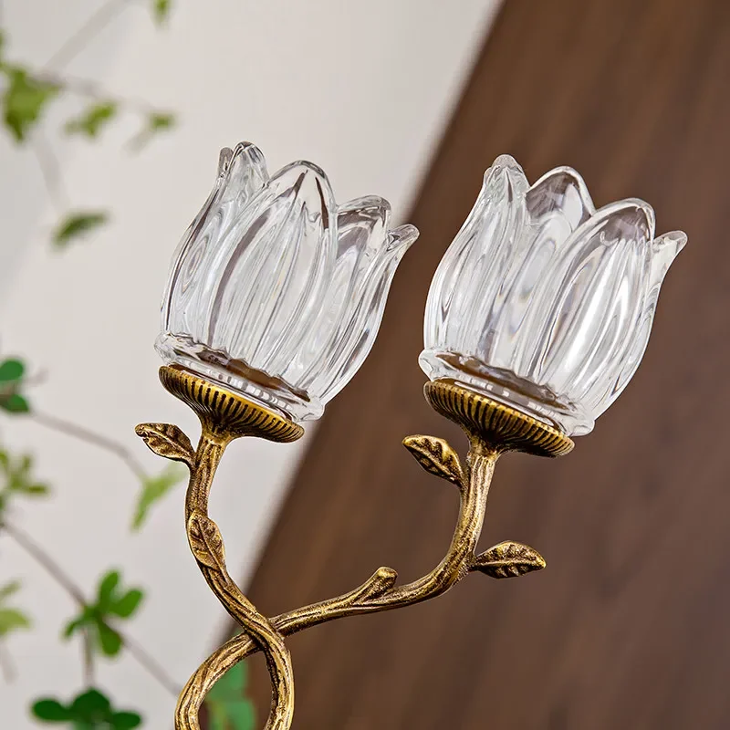 Limited Offer French Romantic Carved Candlestick Living Room Porch Dining Table High-end Atmosphere Double-ended Candlestick Or
