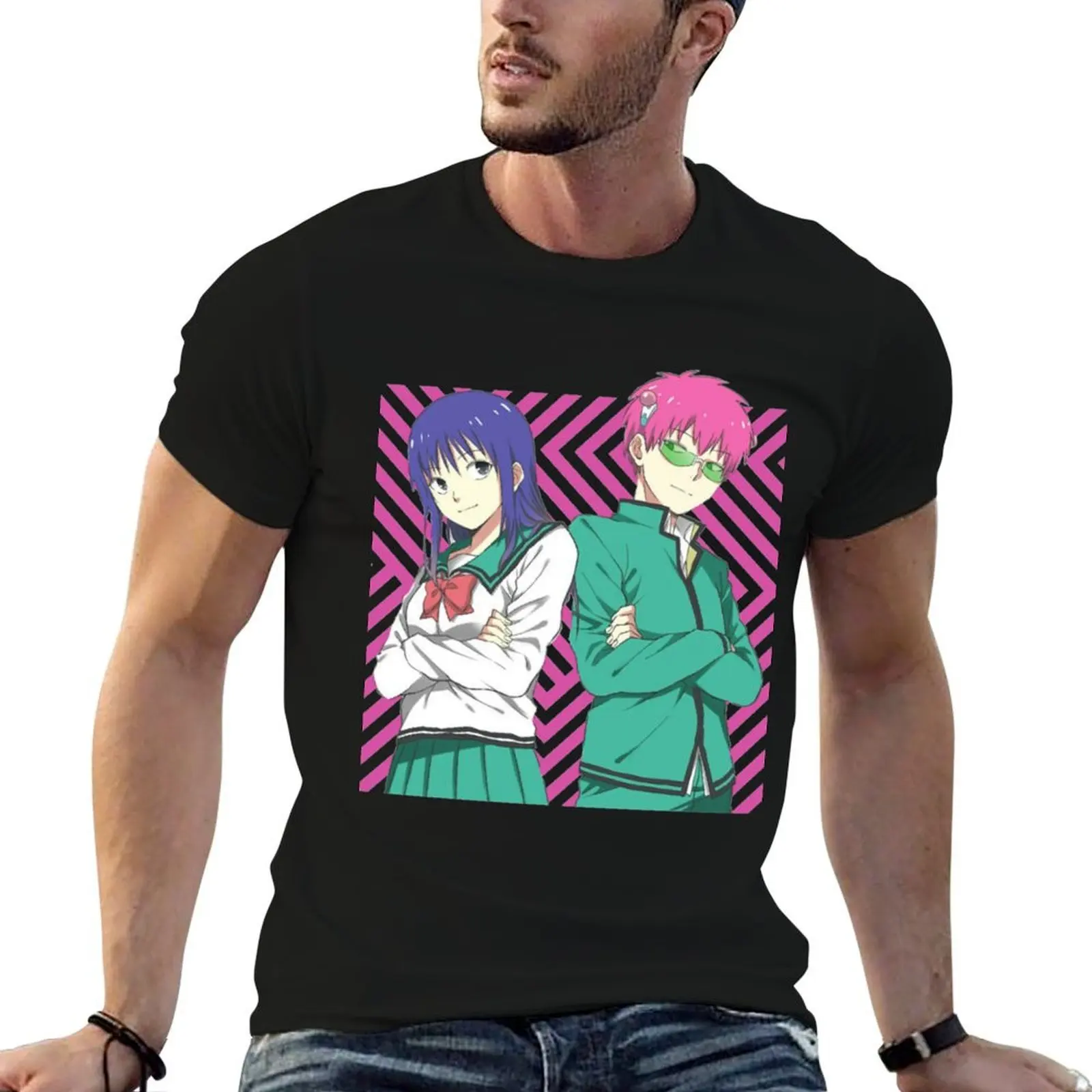 Saiki K T-Shirt t shirt man luxury t shirt men 100% cotton luxury brand man t shirt heavy cotton T-shirt