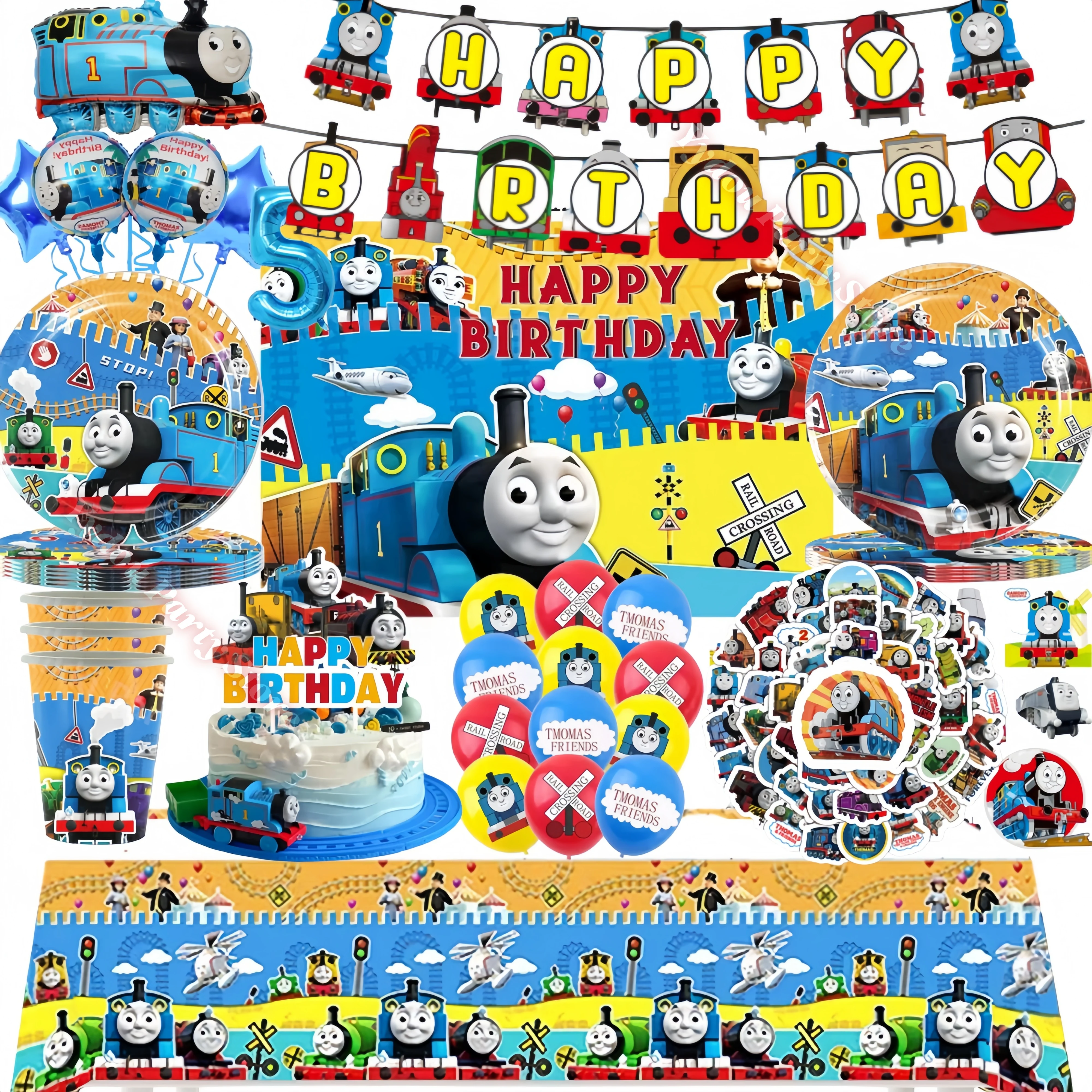 Thomas und seine Freunde Party-Dekorationen Teller Becher Banner Luftballons für Kinder Babyparty Geschenk Geburtstagsparty-Zubehör