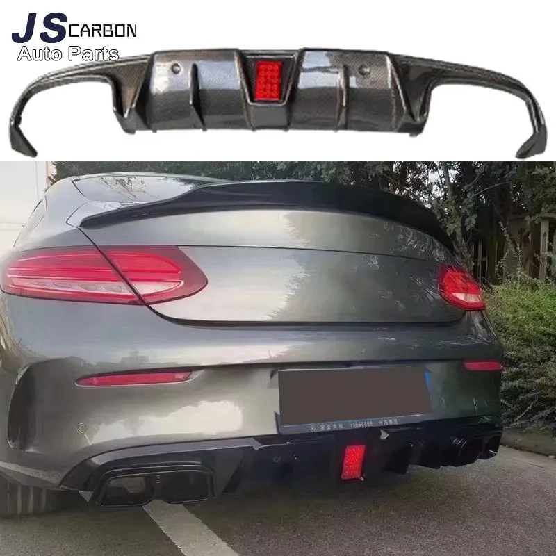 For Mercedes Benz C Class W205 C63 2015-2021 Two doors Coupe BS Style Carbon Fiber Rear Lip Diffuser Back Bumper Spoiler Shunt