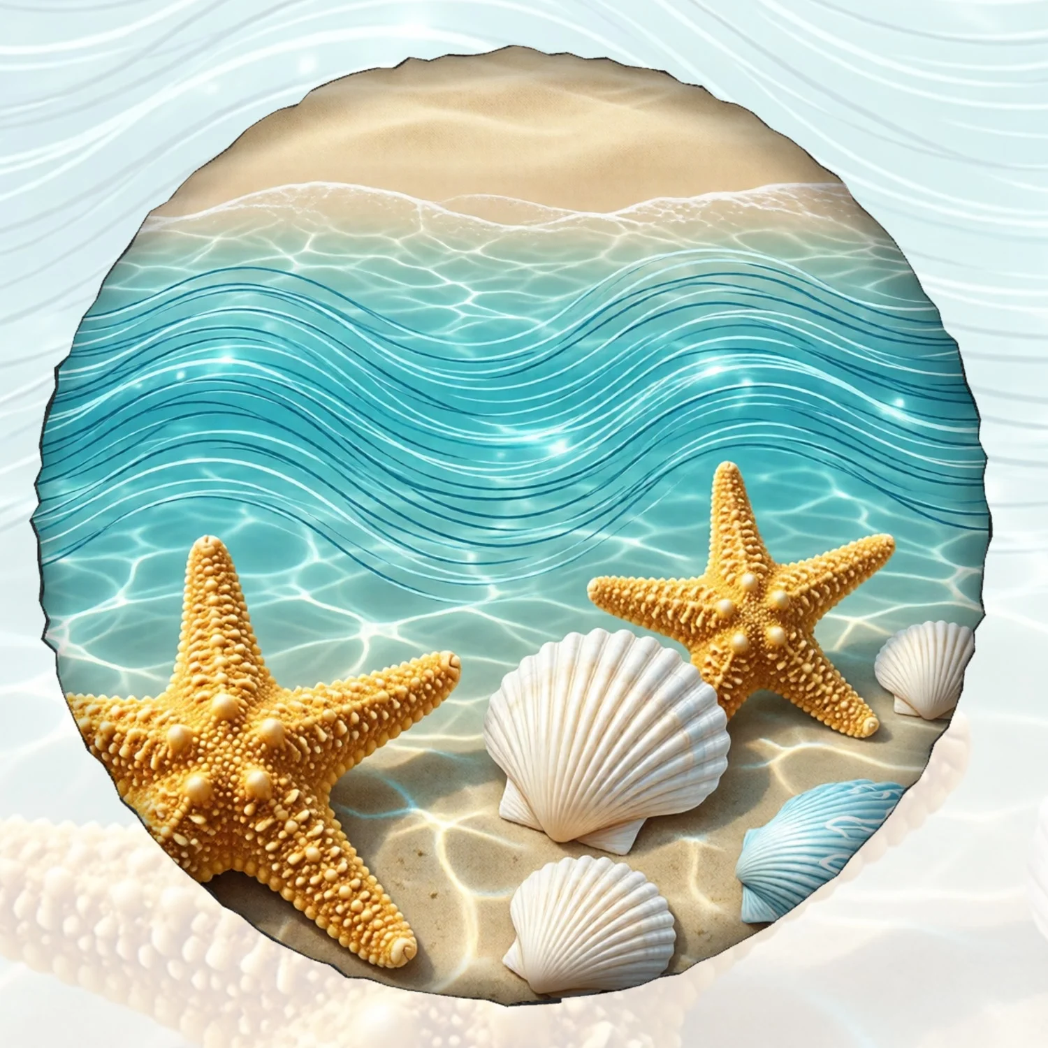1pc Spare Tire Cover Underwater Beach Starfish Shells Pattern Weatherproof Dustproof Wheel Protectors Universal Wheel Covers Fit
