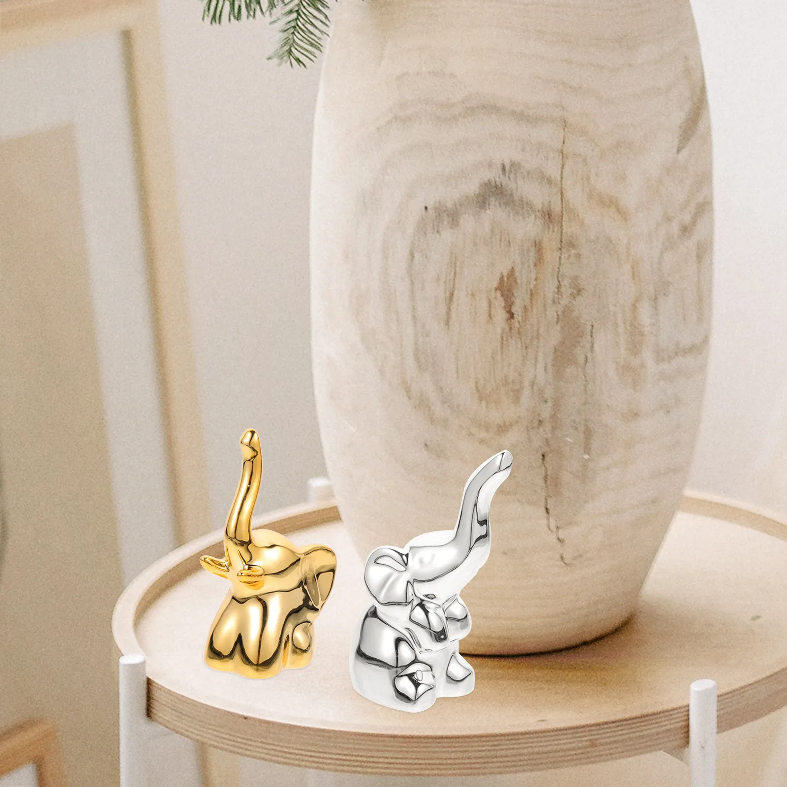 

Набор из 2 керамических подставок для колец в форме слона, маленький декоративный органайзер для украшений, устойчивая подставка для демонстрации на туалетном столике, для хранения колец