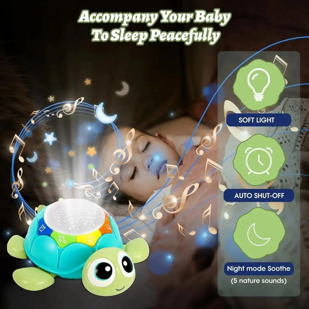 Plástico musical rastejando tartaruga brinquedos simulação som e luz luz das estrelas tartaruga brinquedos infantis ornamento interativo