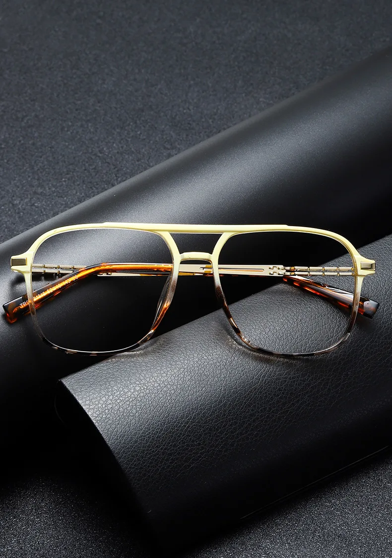KOCOLIOR Neue Mode Doppel Strahl Großen Rahmen Lesebrille für Männer und Frauen Photochrome Anti Blau Licht Presbyopie Brille – Detail 3