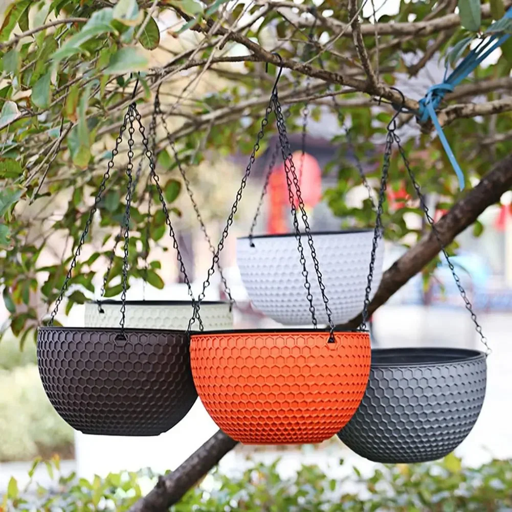 Hanging Flowerpot Waterproof Hanging Basket For Balconies Gardens Inner Buckle Drainage Hole Garden Decor Outdoor Flower Basket