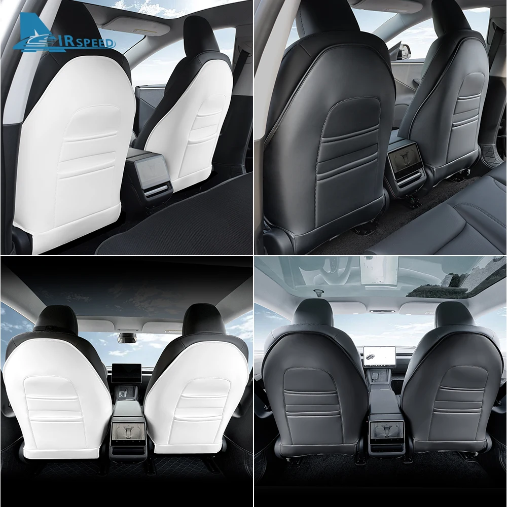 2PCS Seat Anti Dirty Anti Kick Pad For New Model 3 Highland 2024 Leather Seat Back Protector Scratch Mats Car Accessories