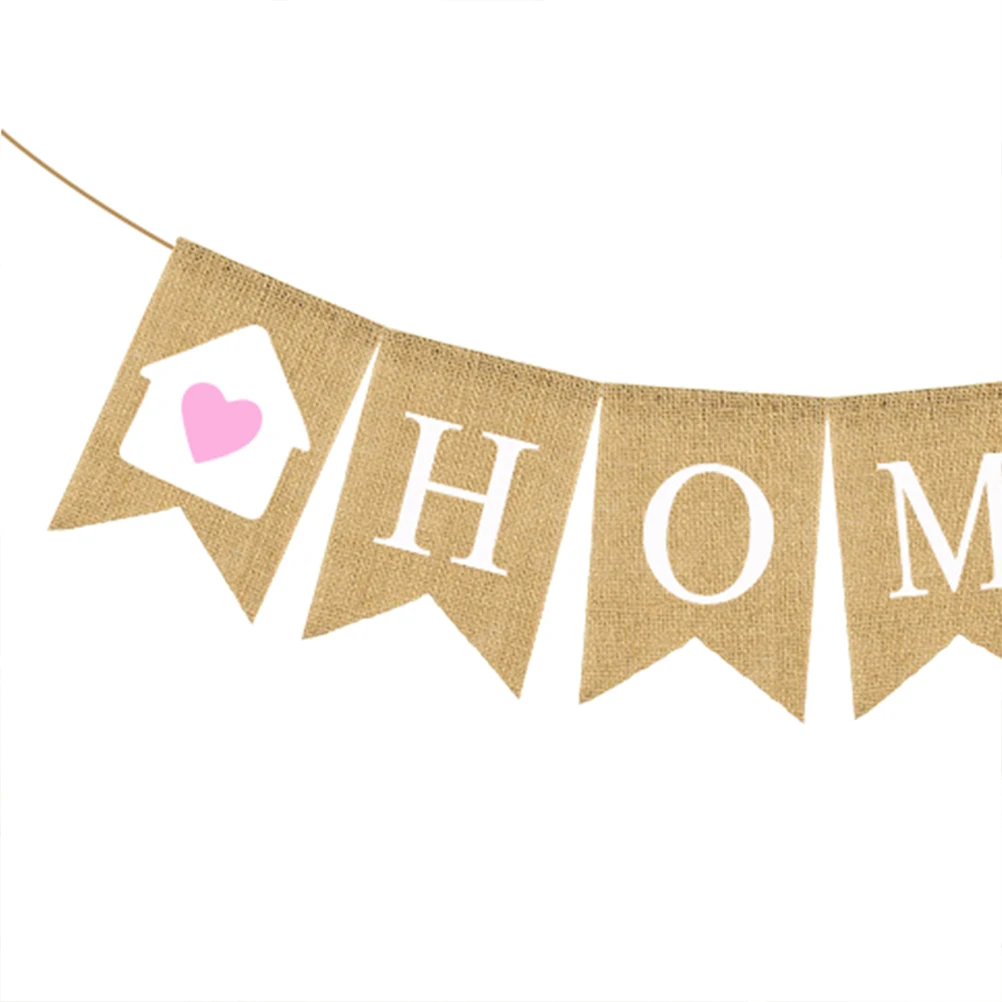 

Retro Burlap Banner Heart Design Linen Party Garland Home Decoration Wedding Shower Backdrop Rustic Wedding