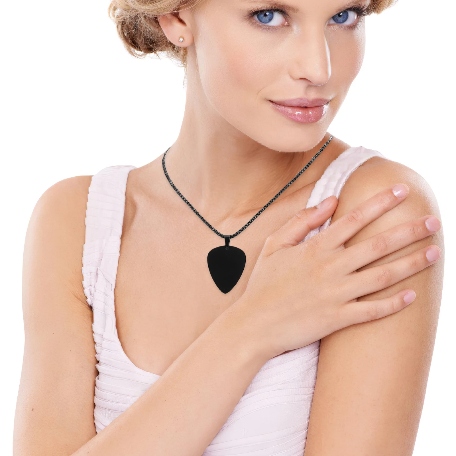 

3pcs Pick Necklace Stainless Steel Durable Lightweight Titanium Steel Comfortable Daily Wear Music Lovers Gift Guitar Jewelry