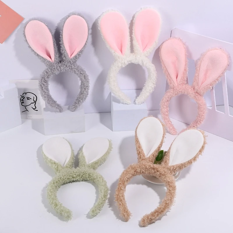 Sweet Bunny Ear Shape Hair Hoop Cute Hair Holder Live Broadcasting Cosplay Party Costume Headwear for Teens Women