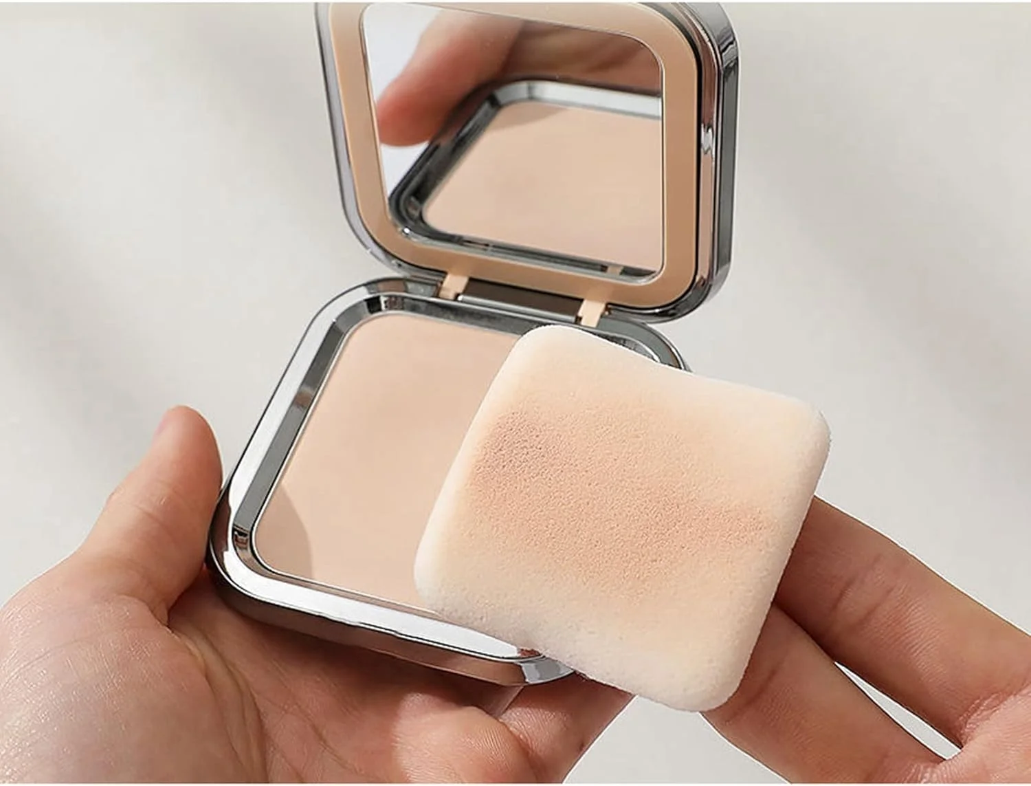 Sopro de pó quadrado dupla face reunindo pó puff ferramentas de maquiagem macia 2 peças adequado para base líquida creme em pó conc