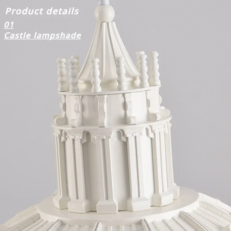Castle Resin Lampshade Pendant Light French Relief Ceiling Chandelier Living Room Decor Dining Table Lighting Bedroom LED Lamps