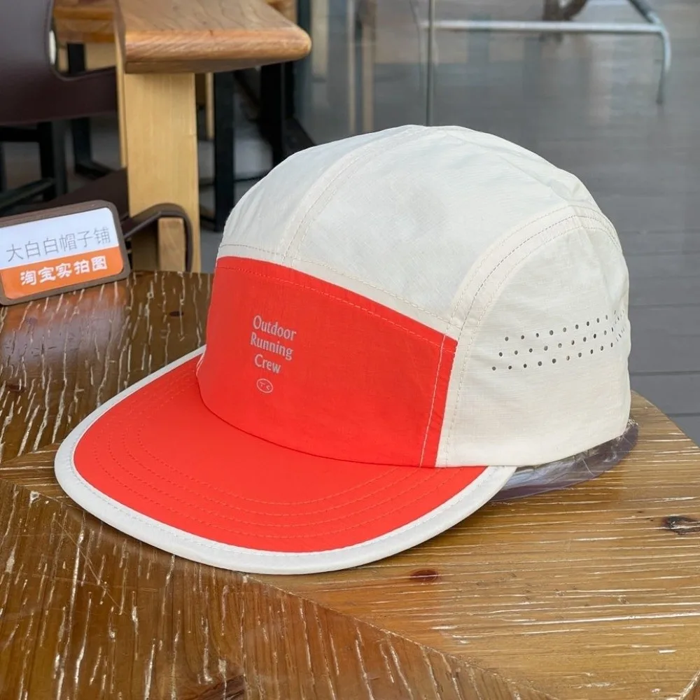 Men Color Block Quick-drying Baseball Caps Mesh Breathable Flat-brim Sports Cap Lightweight Cotton Running Cap Sunscreen