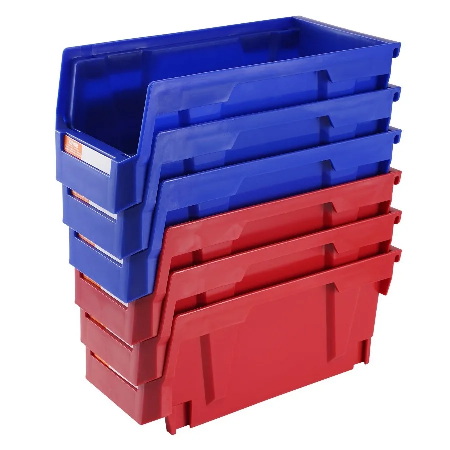 

Plastic Storage Bin 11Inch x 5Inch x 5Inch Hanging Stackable Storage Organizer Bin Blue Red 12Pack Heavy Duty Stacking Contain