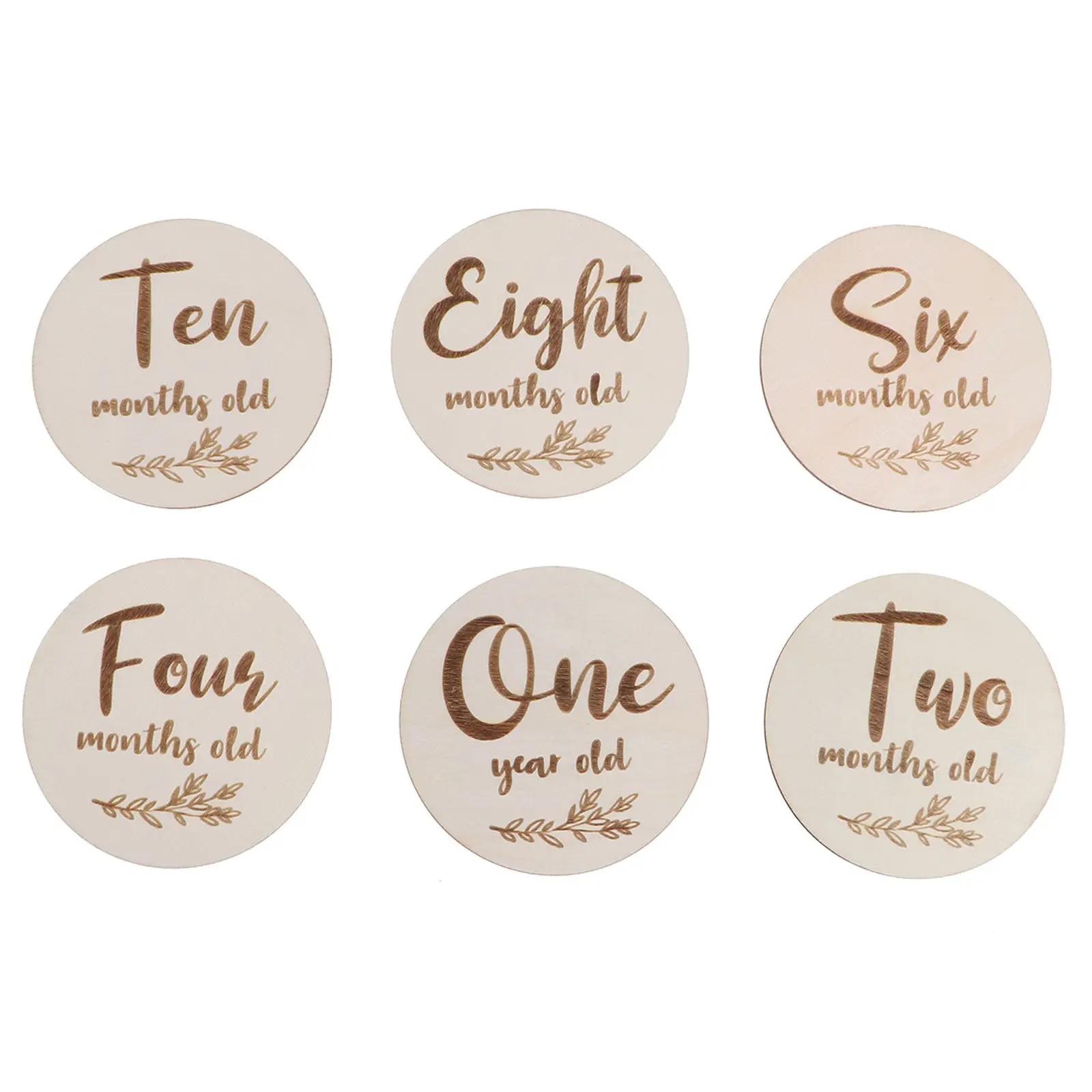 Wooden Baby Milestone Cards 6Pcs Monthly Growth Tracking Props for Infant Photos and Memory Keepsakes