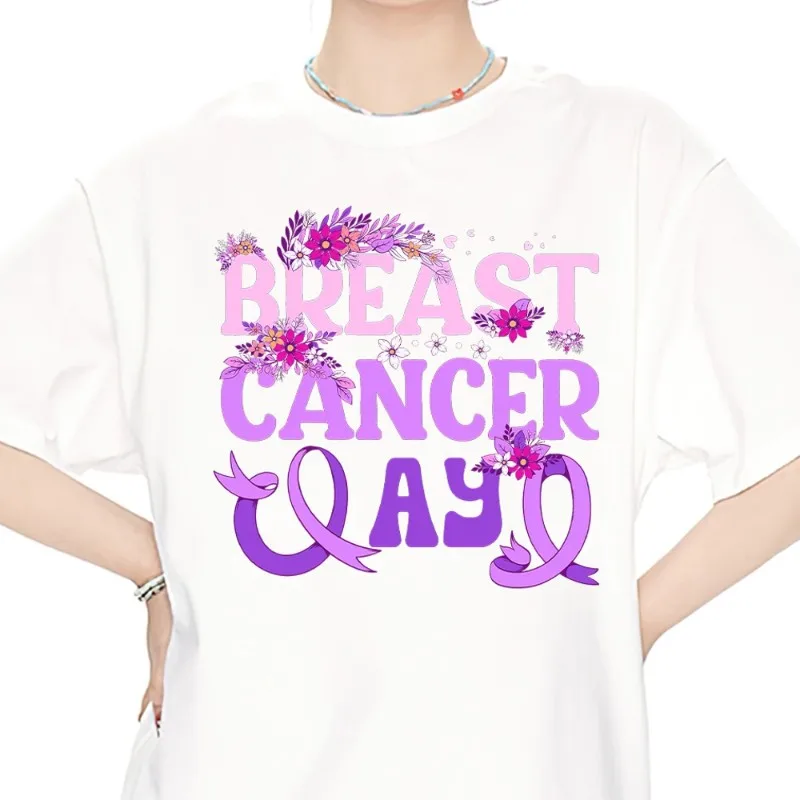 

Breast-cancer Girl T Shirt Men Couple Combination Clothes Short Sleeve Collar Fashion Women Cotton