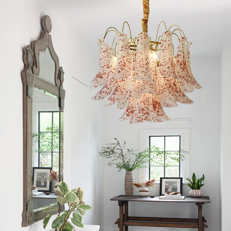 خمر الزجاج البتلة البلد تصميم السقف الثريات المنزل Led تركيبة إضاءة العلاجية مصابيح معلقة لغرفة المعيشة ديكور #2