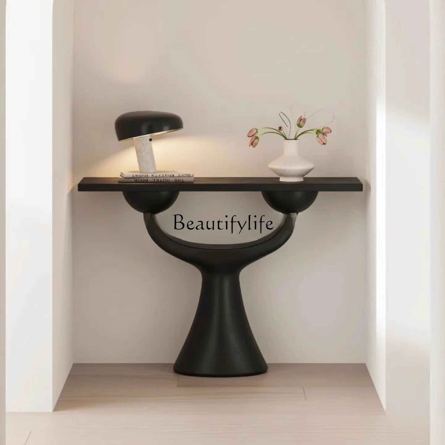 

3Medieval French retro solid wood porch table wabi sandy wind medieval entry door decorative cabinet against the wall