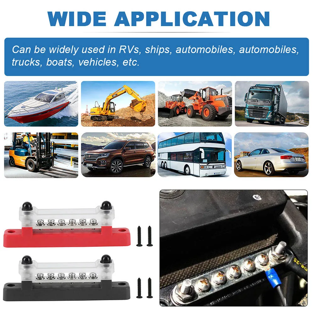 Automotive fuse Terminal Bus Bar 12v 5/6 Point 1/4 Inch M6 Stud 150A  Electrical Power Distribution  Bus Bar for Truck Boat RV