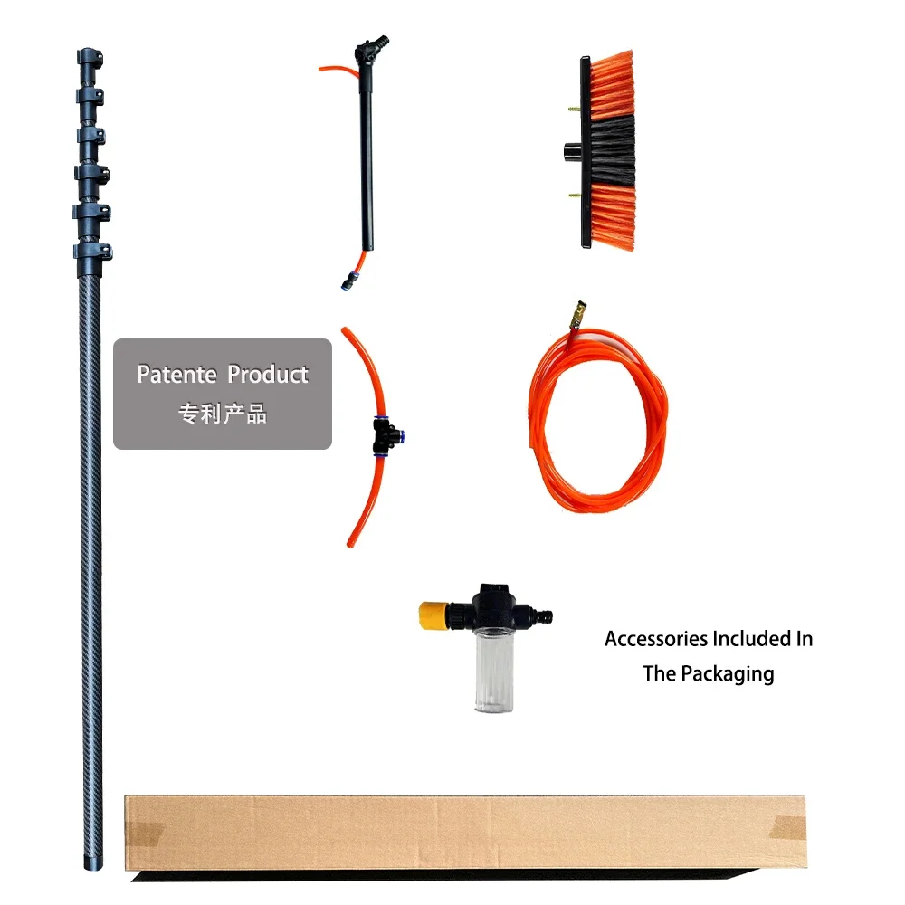 Qiyun สินค้าใหม่คาร์บอนไฟเบอร์ 50FT Telescopic Water Fed Pole ระบบทําความสะอาดหน้าต่าง