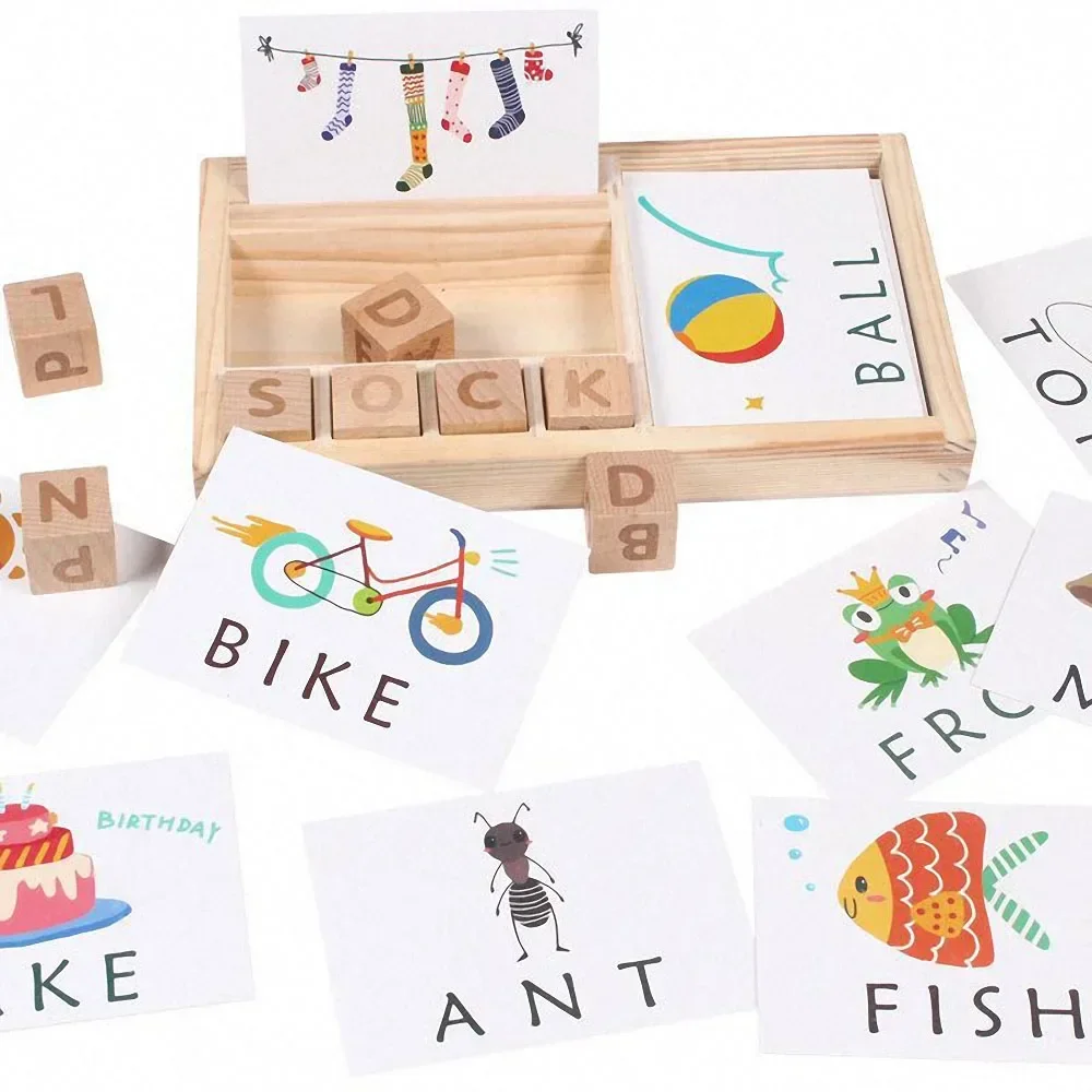 1 st Hout Spelling Woorden Game Kids Vroege Educatief Speelgoed voor Kinderen Leren Houten Speelgoed Montessori Onderwijs Puzzel Speelgoed Geschenken