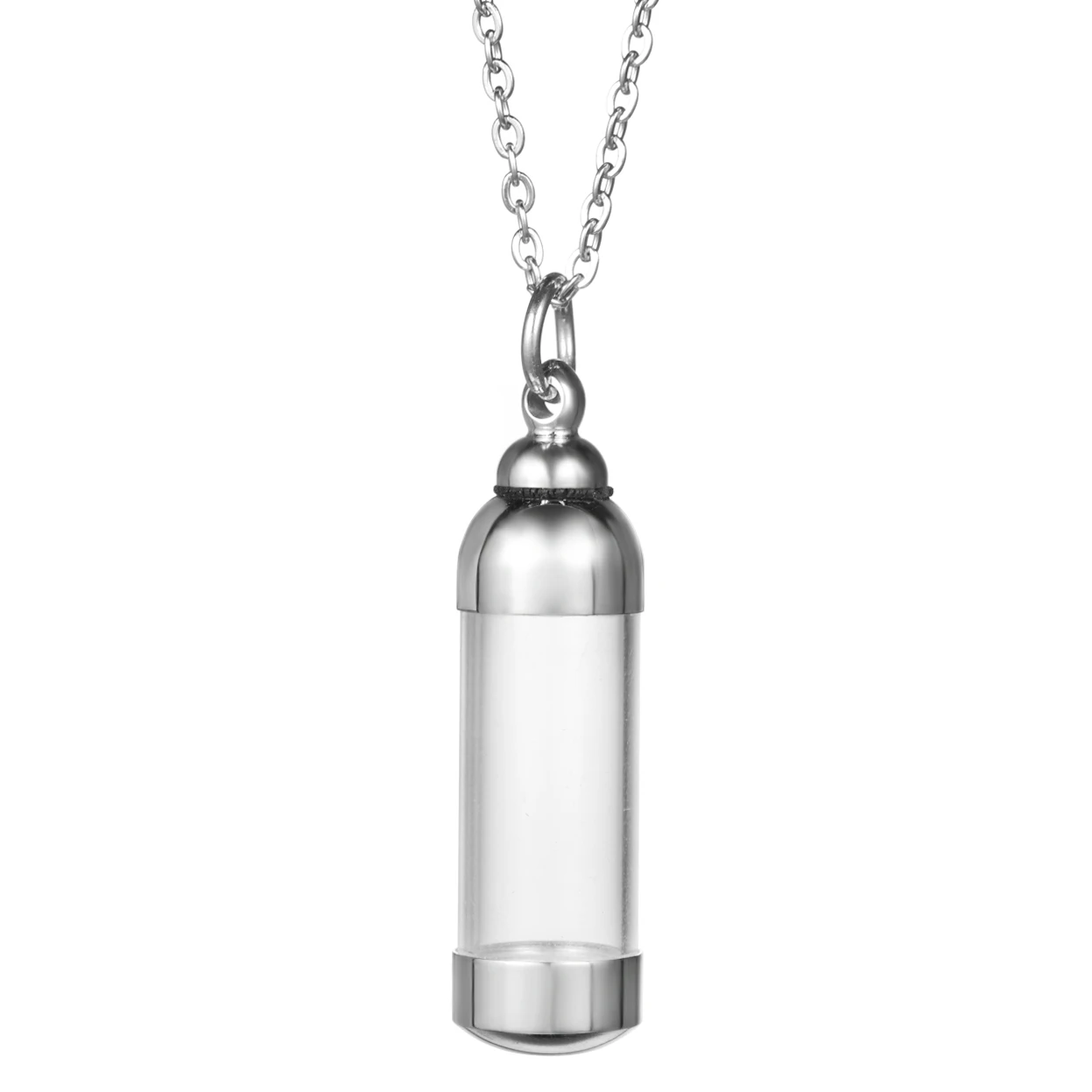 Trendy Stainless Steel Openable Glass Tube Urn Pendant Necklace For Mens Womens Keepsake Cremation Memorial Jewelry Dropshiping