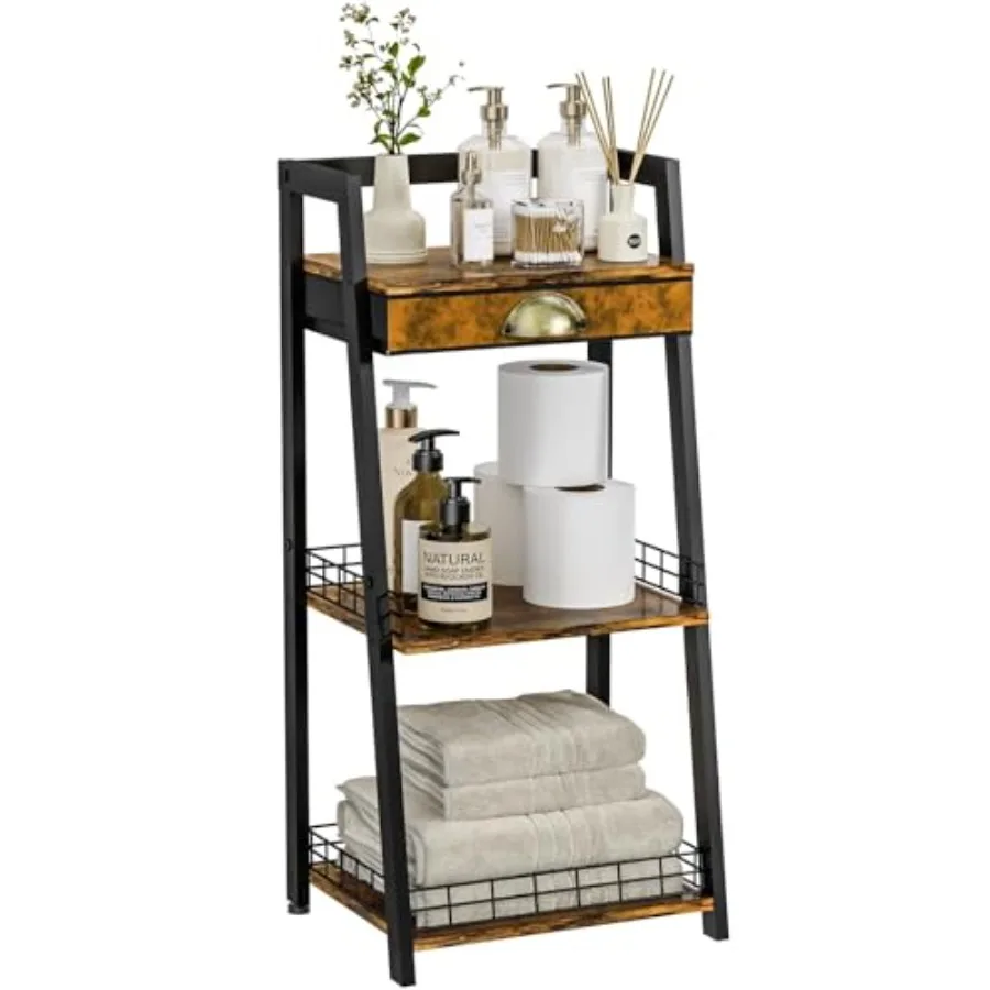 

Bathroom Shelves Canvas Floor Bathroom Storage Shelf Small Storage Stand Rack Freestanding Ladder Shelf for Living Room Bedroom