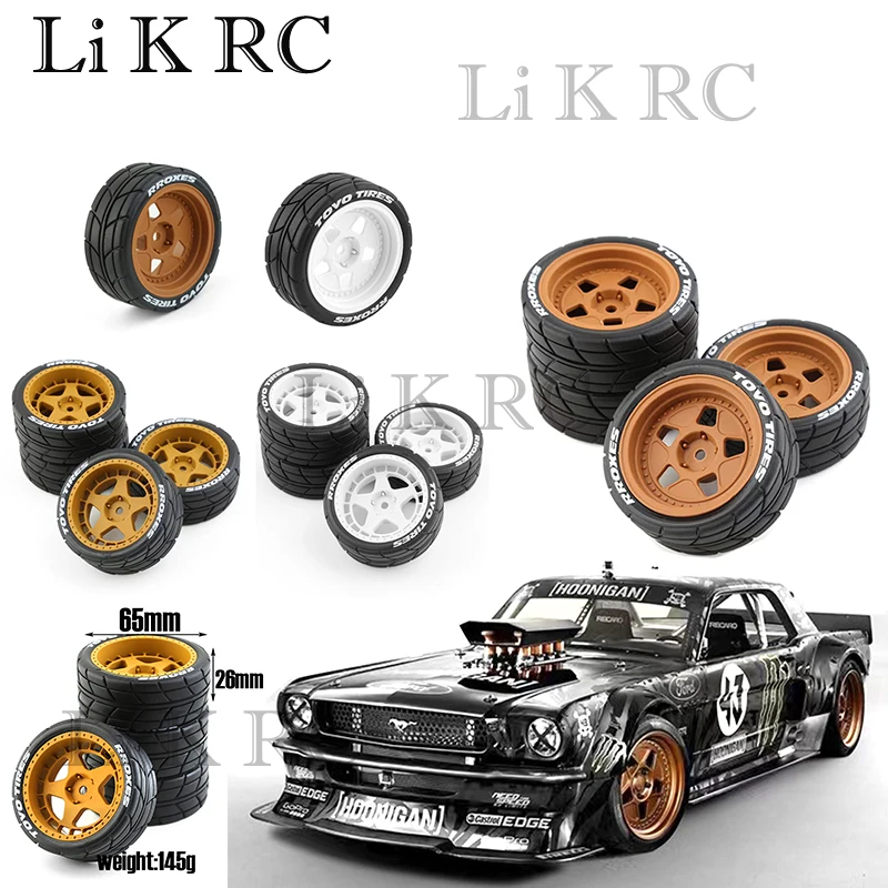 

4pcs 65mm Plastic Wheel Rim Rubber Tire For 1/10 RC Rally Racing TAMIYA TT02 XV01 HSP HPI KYOSHO WLtoys