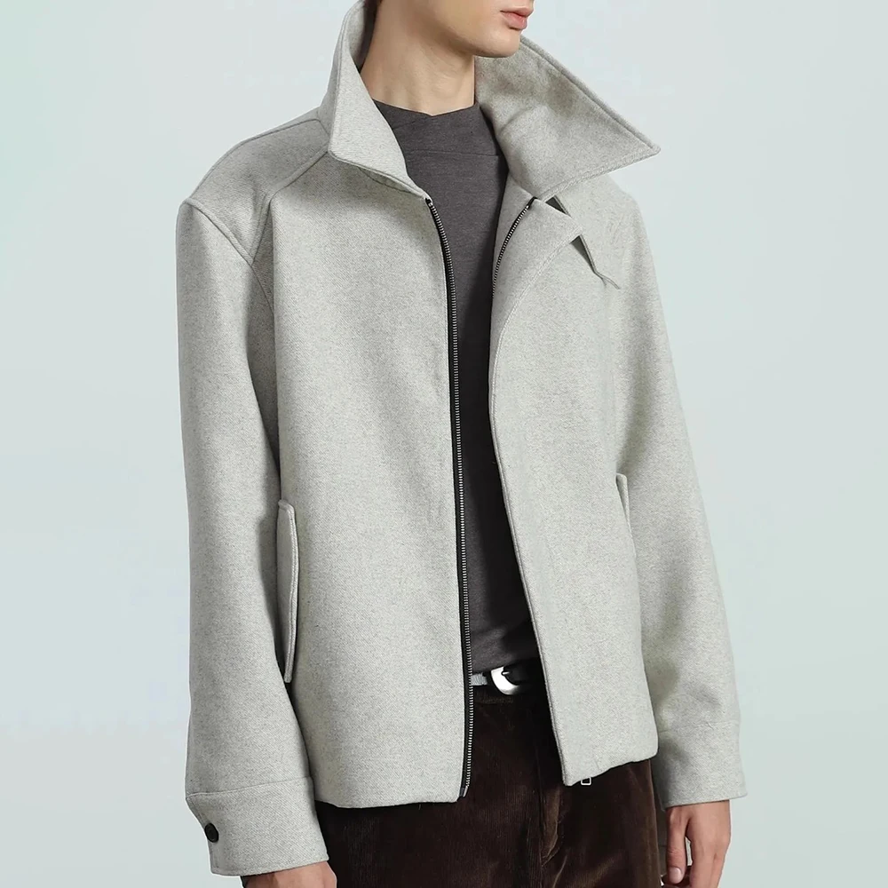 

Новая зимняя мужская шерстяная куртка с длинными рукавами в американском стиле ретро, модная уличная повседневная свободная простая нишевая мужская куртка