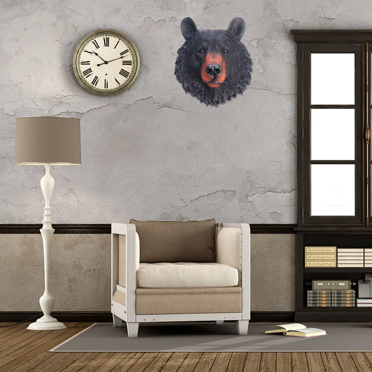 

1 шт. Имитация головы медведя из смолы, креативное настенное украшение для интерьера, натуральный настенный декор в виде животного из смолы