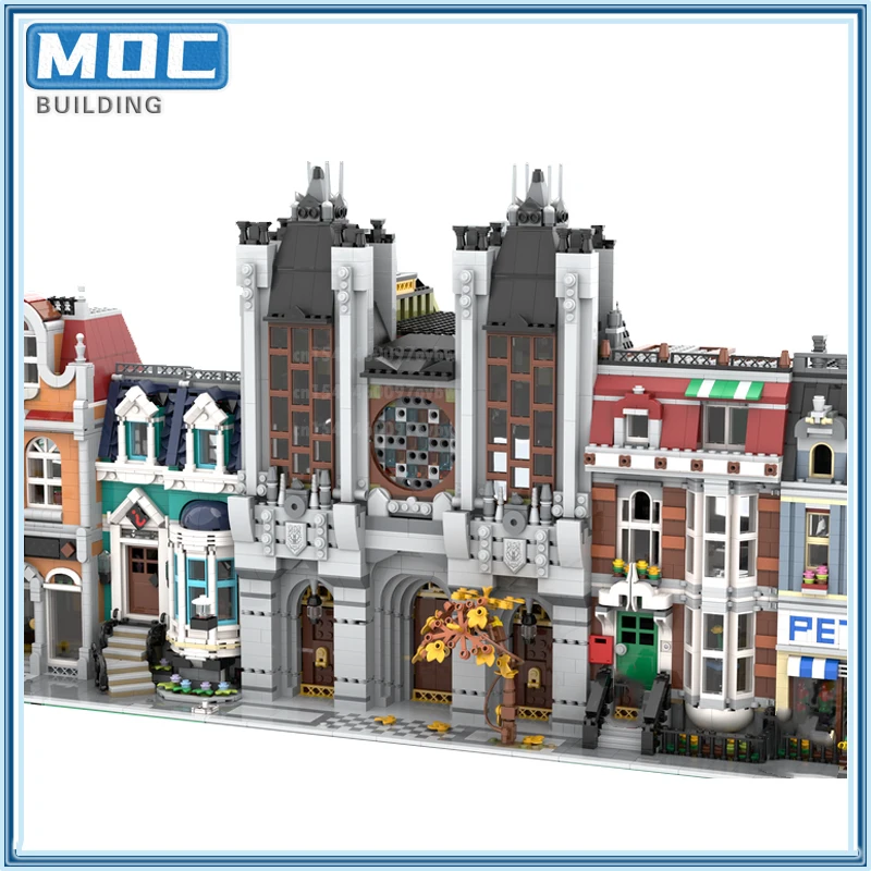 City Streetview Modular Church The Haunted House Ghost Castle Idea Model Building Blocks DIY Bricks  Christmas toys Gift