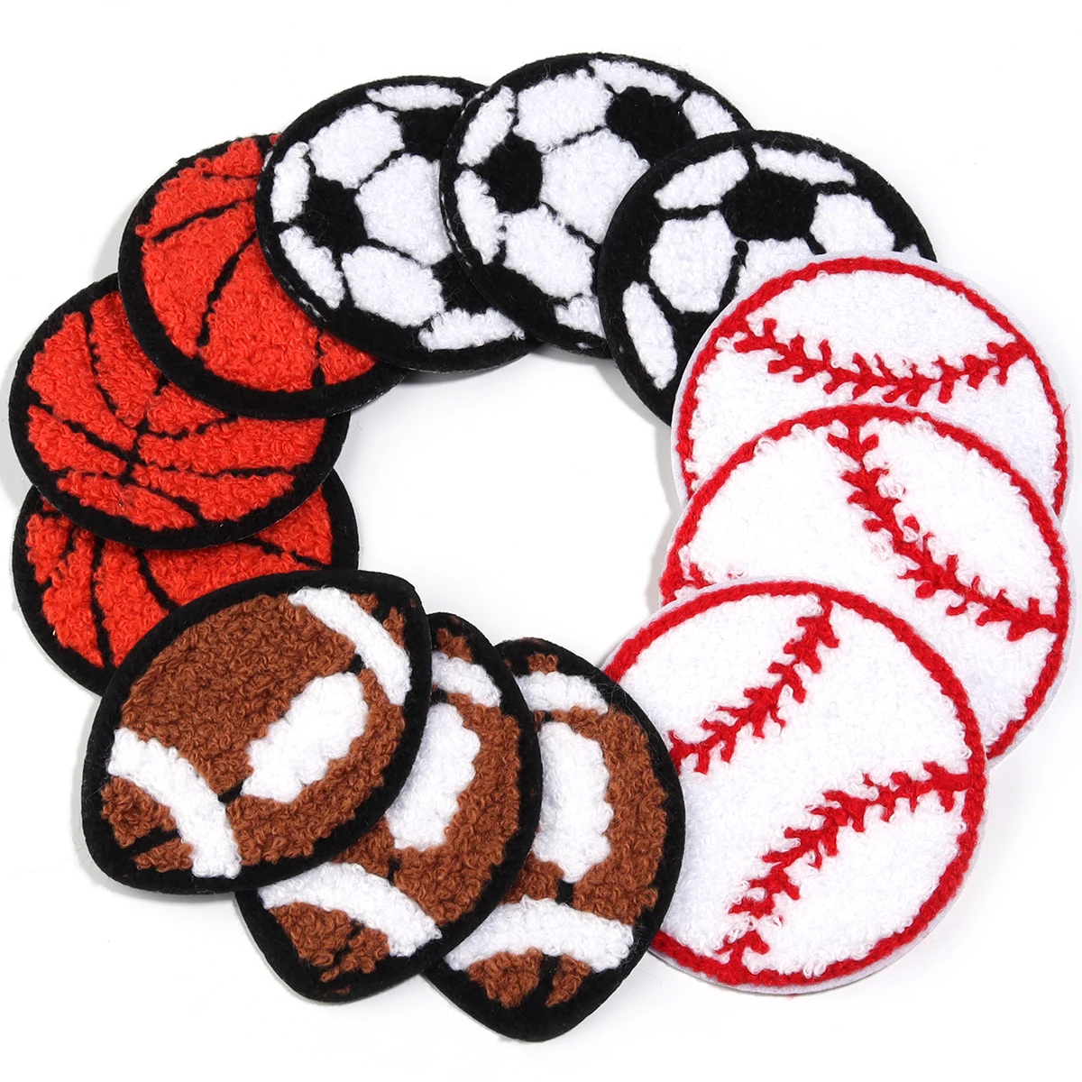 4pcs/lot Sports Embroidered Patches Basketball Football Rugby Sewing Cloth Appliques for Clothes Hats Jeans Iron On Accessories