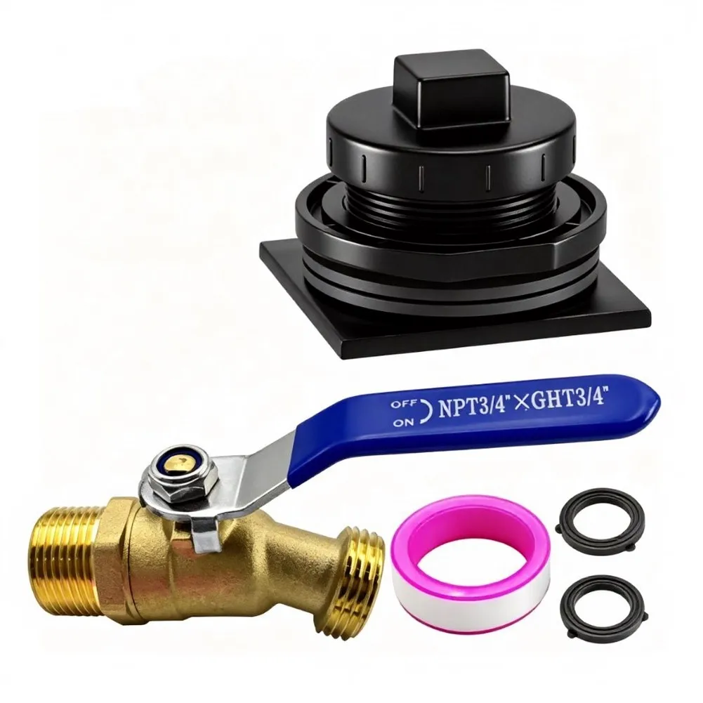 Brass-Fitted Drain Kit for For rubbermaid Stocks Water Tanks 50 Gal Through 300 Gal with 3/4 NPT x 3/4 Standard Connection