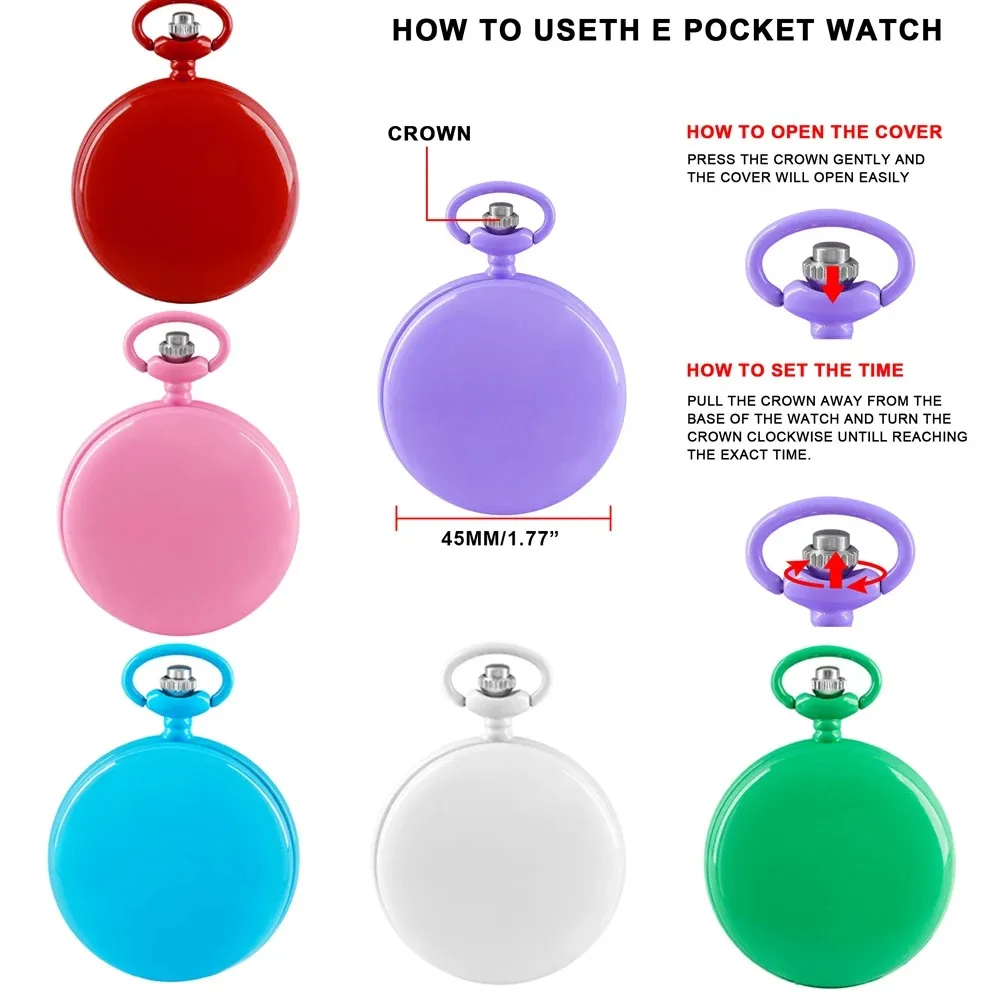Purple Digital Display Clock Men's and Women's Quartz Pocket Watch Retro Fashion Necklace Jewelry Student Gifts