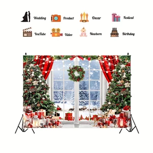 Weihnachtsbaum -Hintergrund Wandteppich, Schnee -Fotografie -Hintergrund, Event Dekoration, Poster -Tapestry, 1PC 10 Hauptverkaufs -Weihnachtstapestry - №7