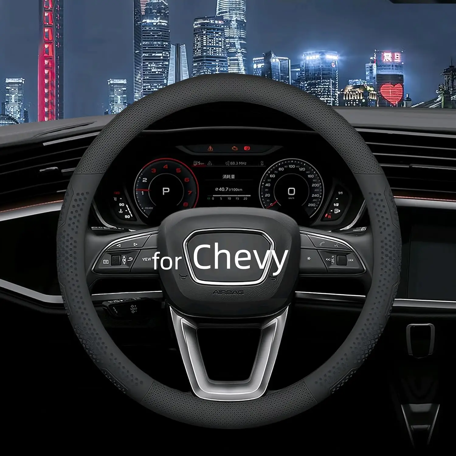 

Universal Leather Steering Wheel Cover, 14.5-15 Inch Non-Slip Breathable Black Car Accessory for Enhanced Driving Comfort