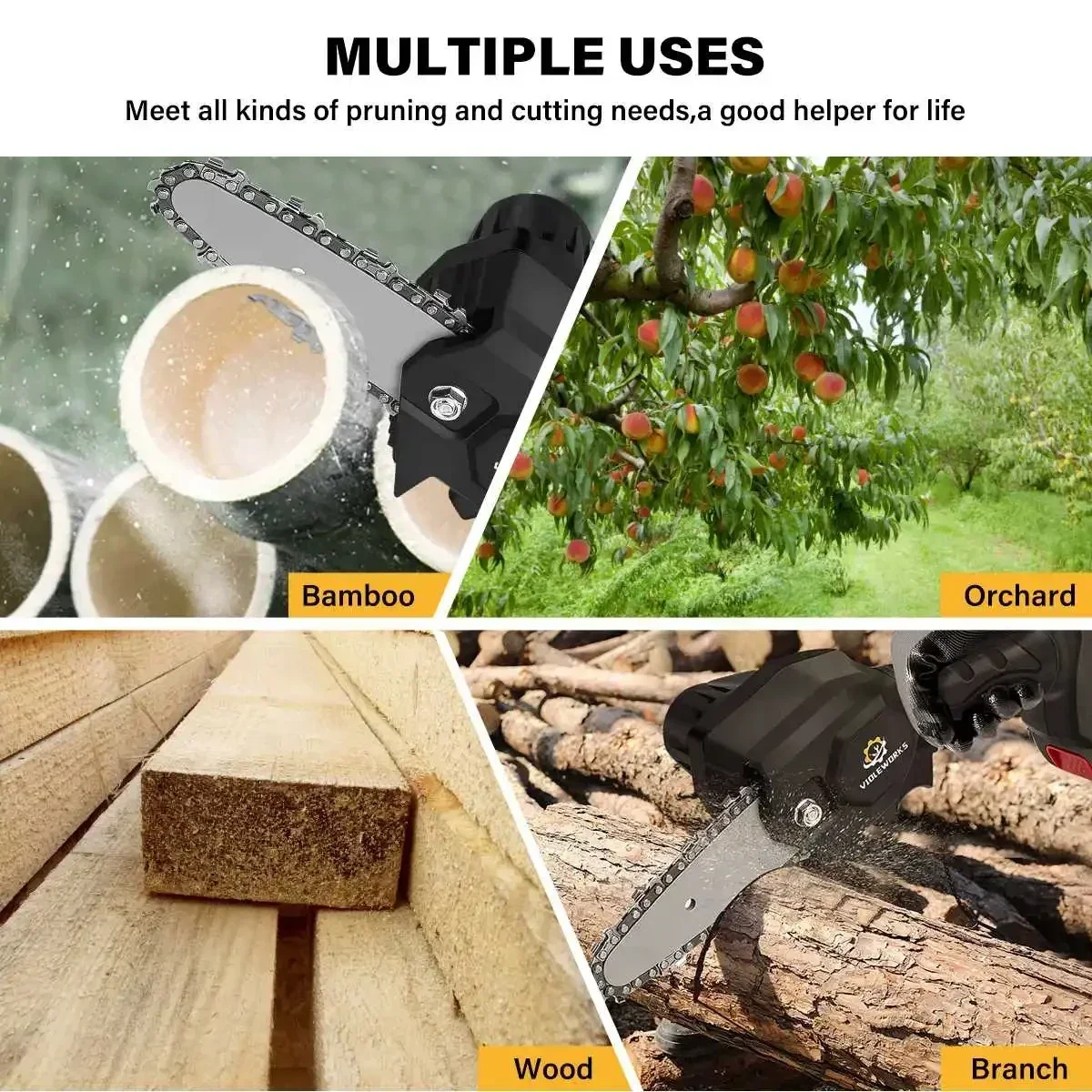 4 /6 Inch Mini Electric Chain Saw with German Lithium Chainsaw Rechargeable Portable Electric Chain Saw EU Plug Pruning Saws