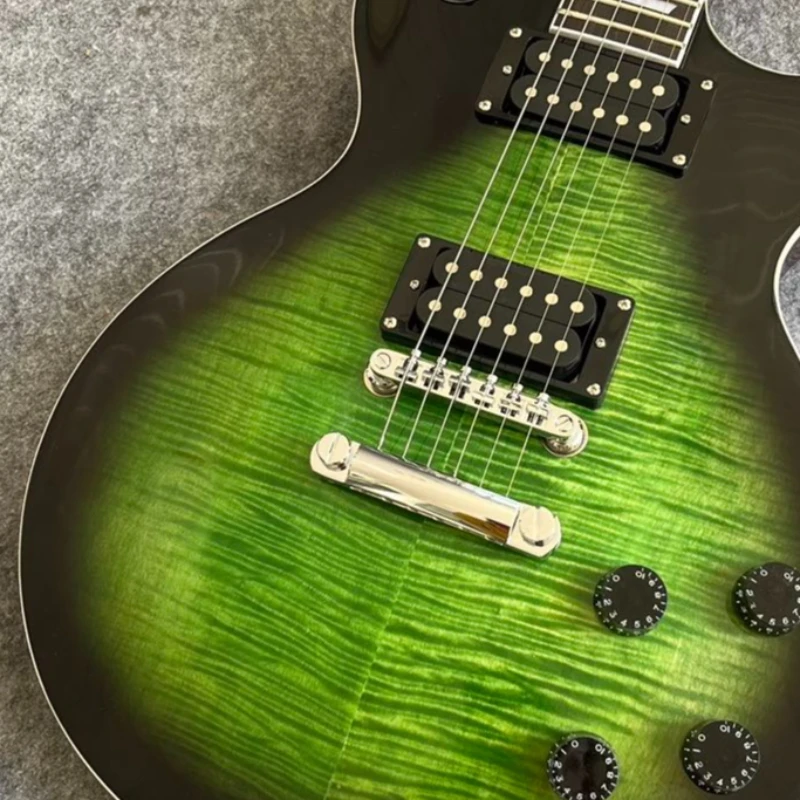 Vintage LP00S Electric Guitar Green Tiger Flame Burst Finish HH Pickups Chrome Hardware Live Performance Guitar Free Shipping
