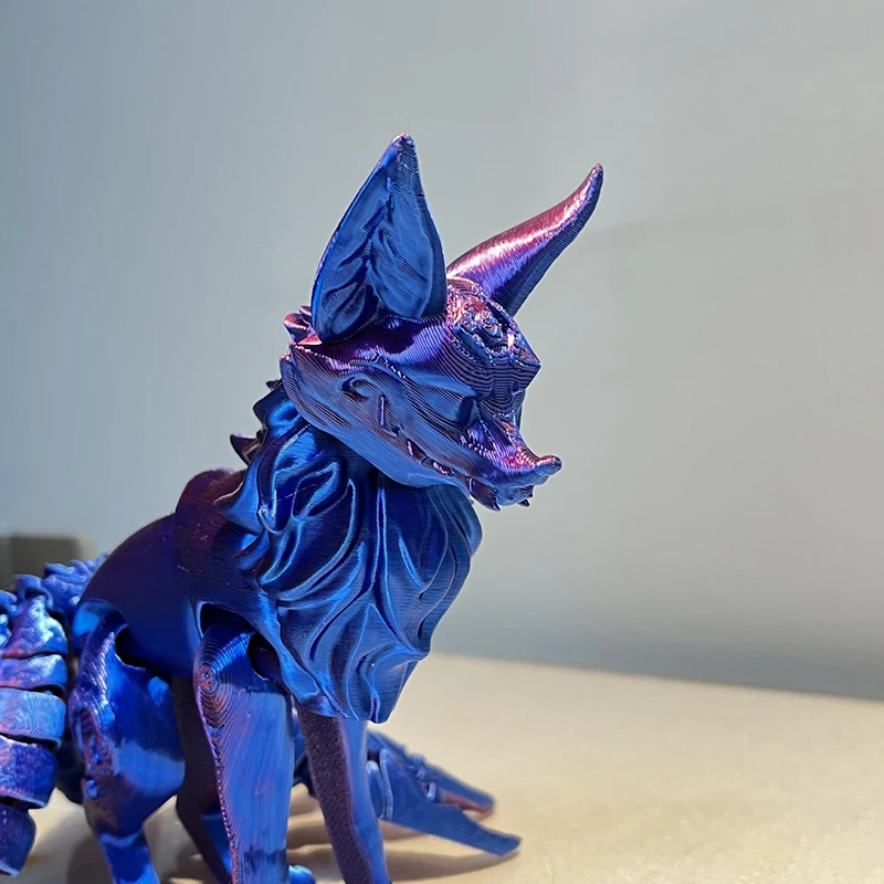 3D Printed Nine-Tailed Fox Articulated Figure - Movable Model For Home Decor, Gift, Kids' Toy