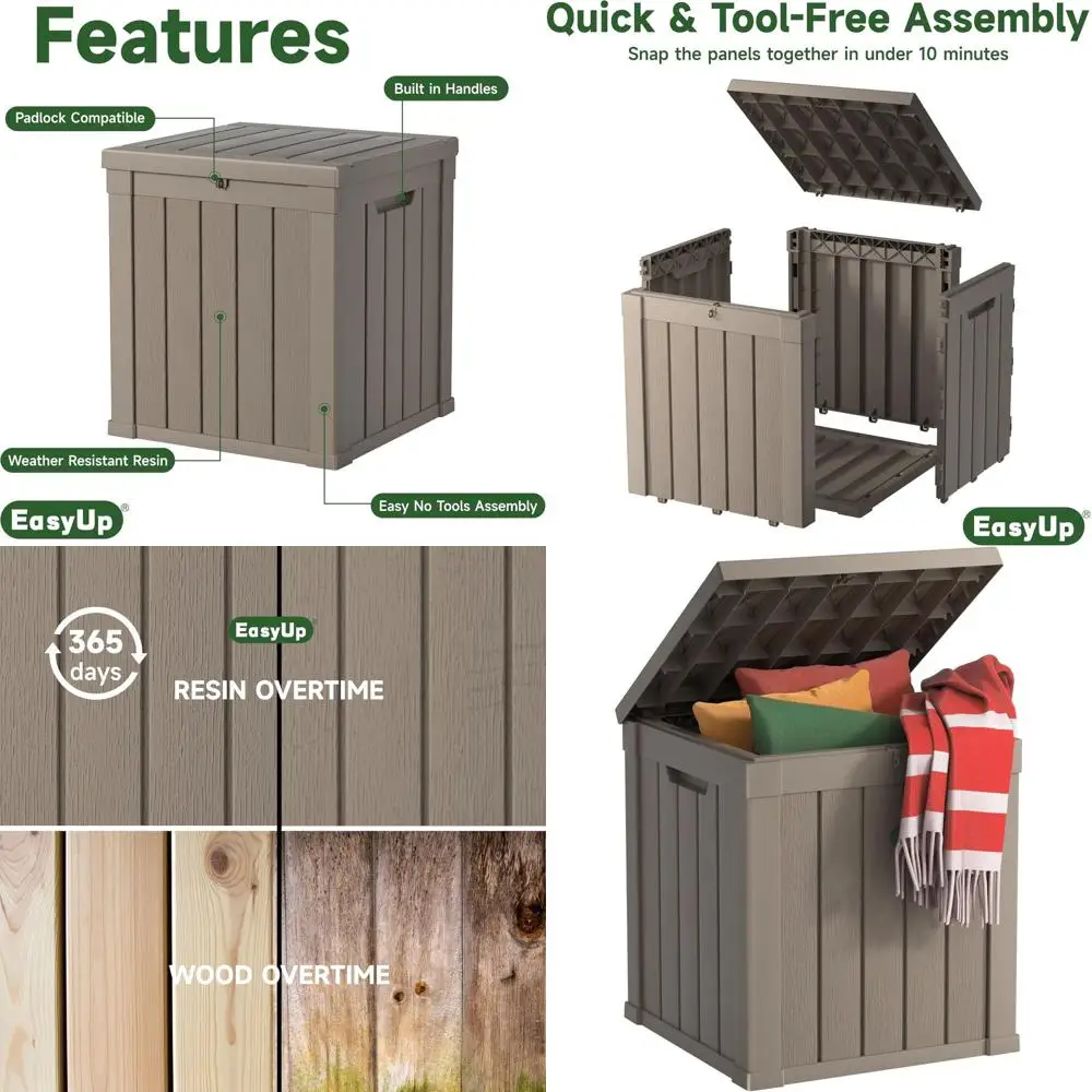 

50 Gallon Outdoor Storage Box, Resin Waterproof UV-Resistant Deck Box, Reinforced Stability for Patio, Garden, and Poolside, Str