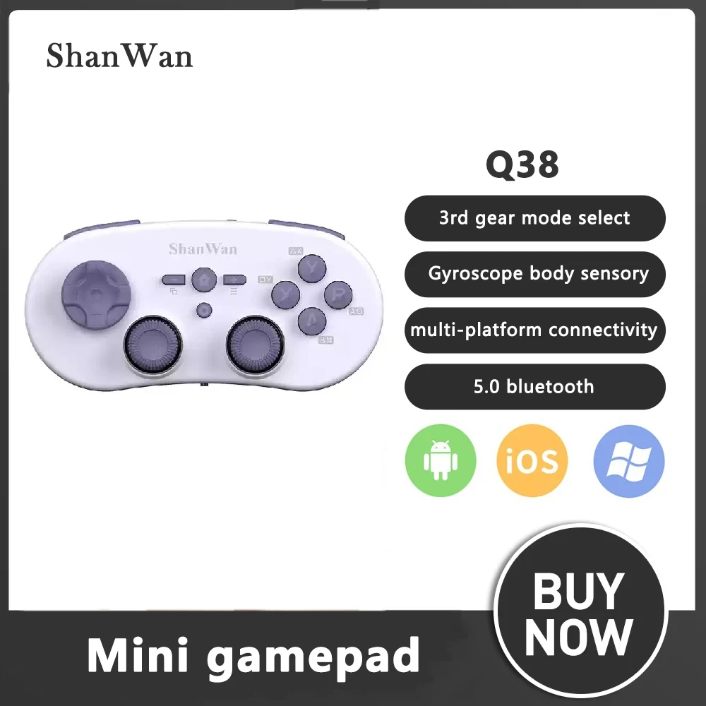 ShanWan Mini Gamepad Q38 Host Version Switch Switch PS4 iOS Android Windows Pocket Bluetooth Gamepad Dual-Hall Triggers