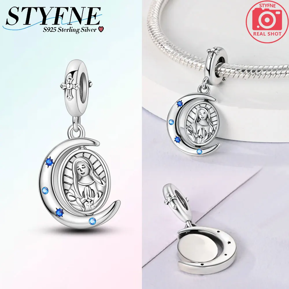 

Original Charms 925 Silver Blue Moon and Virgin Mary Pendants Fit Charms Plata 925 Bracelets for Women Jewelry Making Fine Gifts