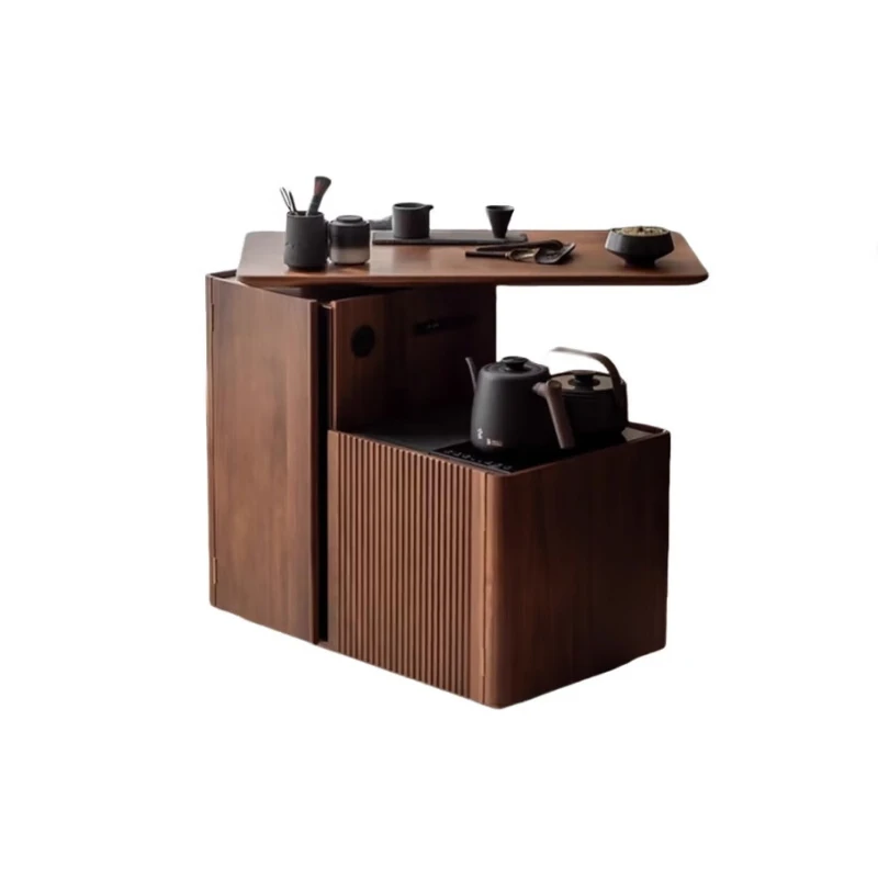 

Movable tea table solid wood rotating tea cart rotating tea cabinet