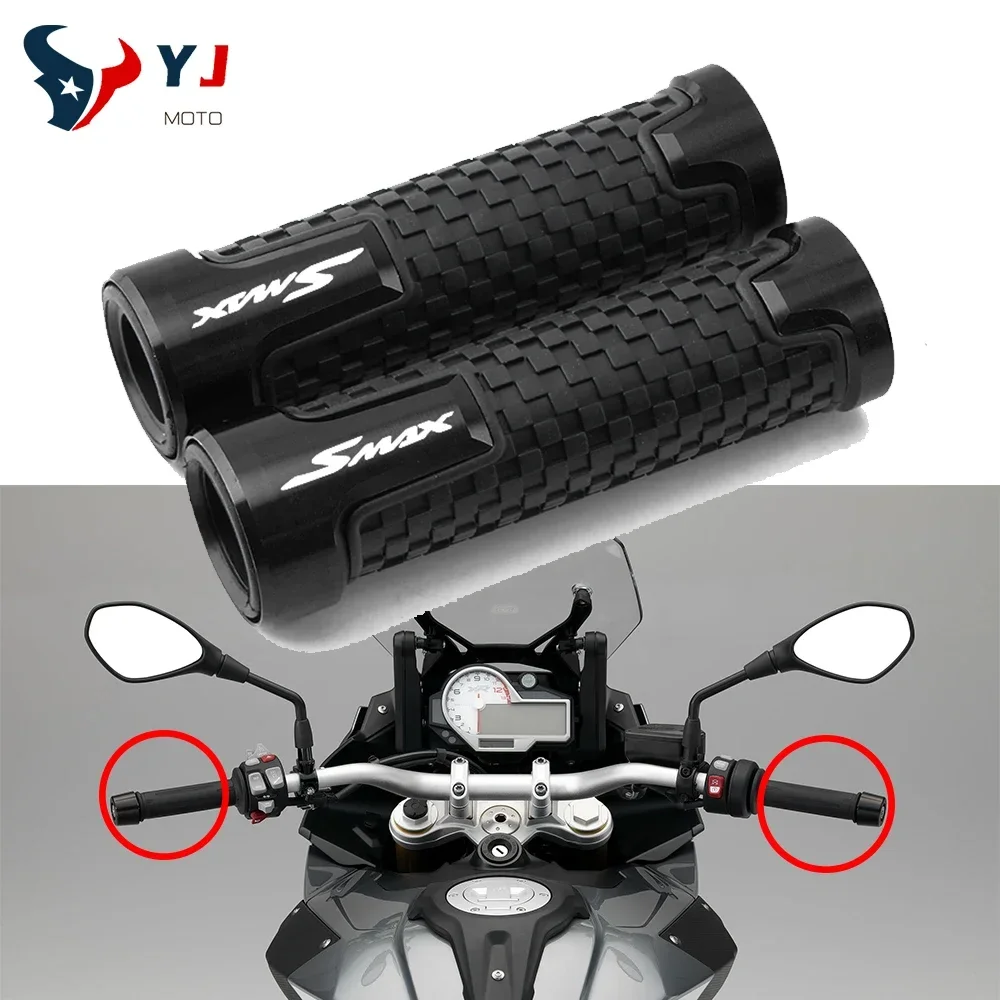 Universal 7/8''22mm Anti-slip CNC Aluminum Rubber Handlebar Grips For YAMAHA SMAX155 SMAX S-MAX 155 Motorcycle Accessories