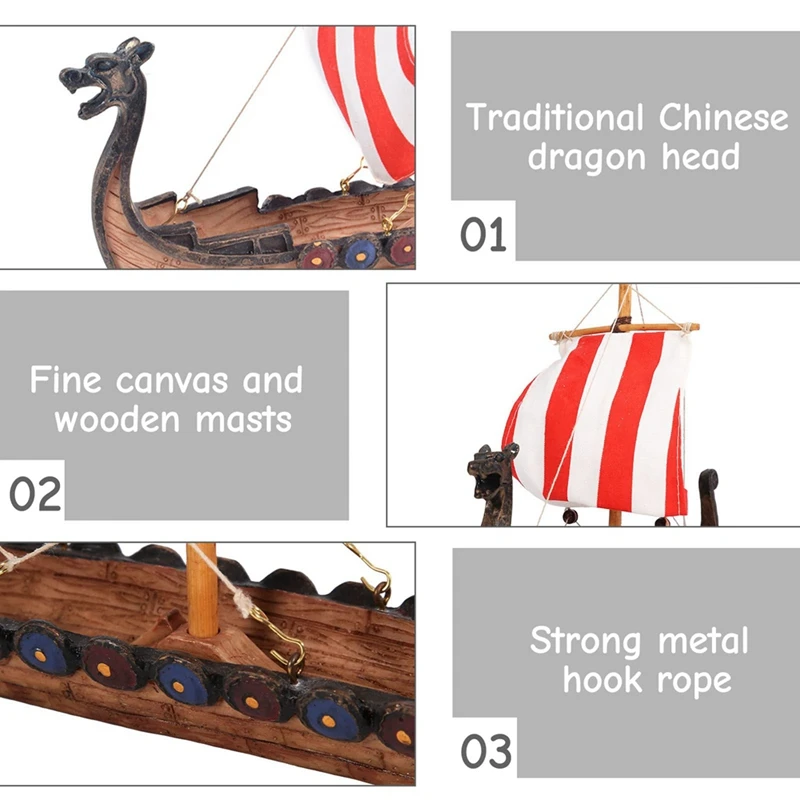 1 PCS Traditional Chinese Dragon Head Pirate Sailboat As Shown Crafted Boat Model Pirate Ship Art Craft Boat