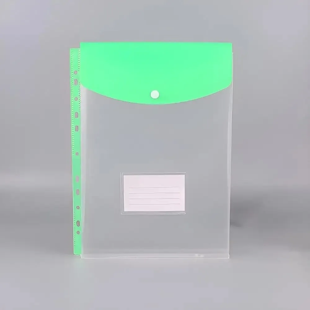 

12Pcs Large-Capacity Loose-Leaf File Bags Transparent Colorful File Folder Expansion Bag Simple 11 Holes Files Envelope Bags