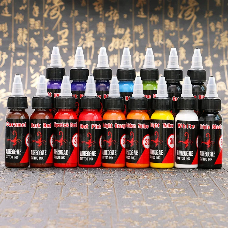 Tattoo Ink Ai Black and Red Label Tattoo Practice Color 30ml Tattoo Color Pigment Ink Tattoo Ink Permanent Semi Permanent Tattoo