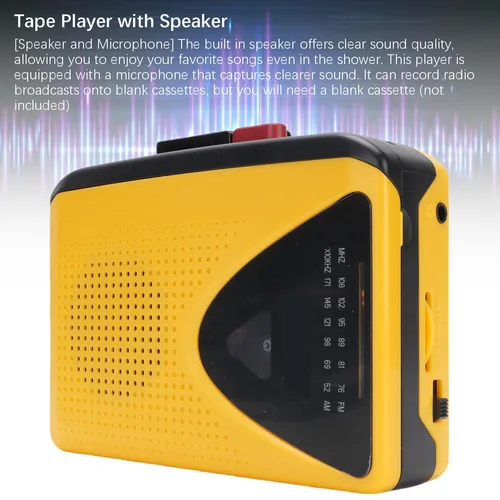 Imagen 2 del producto Reproductor de cinta de casete, conector para auriculares de 3,5mm, Radio AM FM portátil o antena larga alimentada por batería para grabación de canciones originales