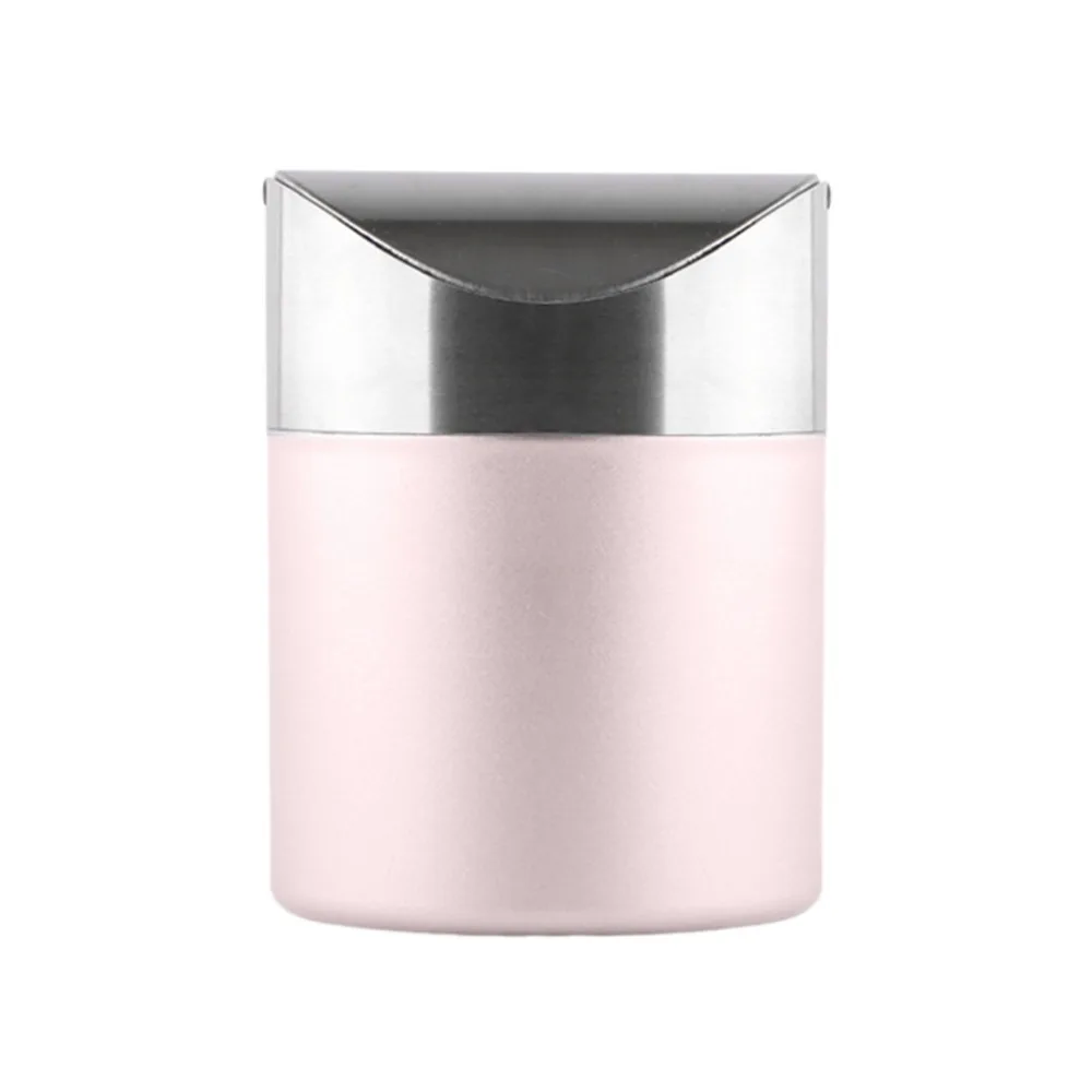

Stainless Steel Desktop Trash Can Rust-proof Multi-use Mini Flip Trash Can Dust-proof with Lid Creative Storage Bin Bathroom