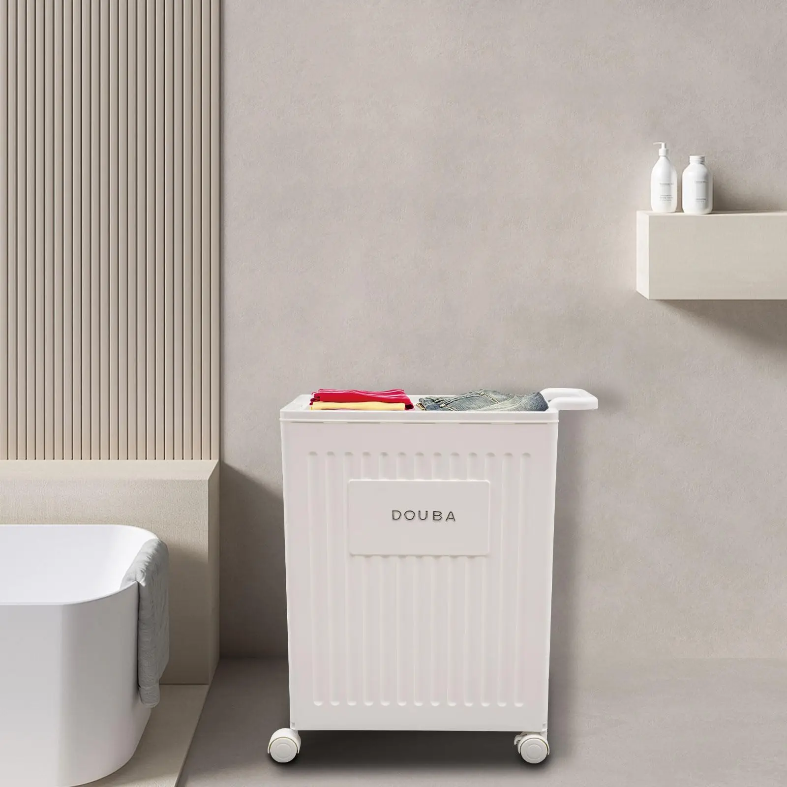 Storage Box with Universal Wheels, Collapsible Removable Storage Organizer with Removable Lid, Portable Free Standing Rectangula