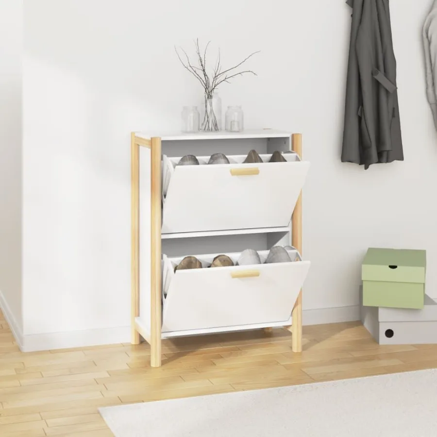 

Shoe Cabinet White 22.6x13x31.5 Engineered Wood